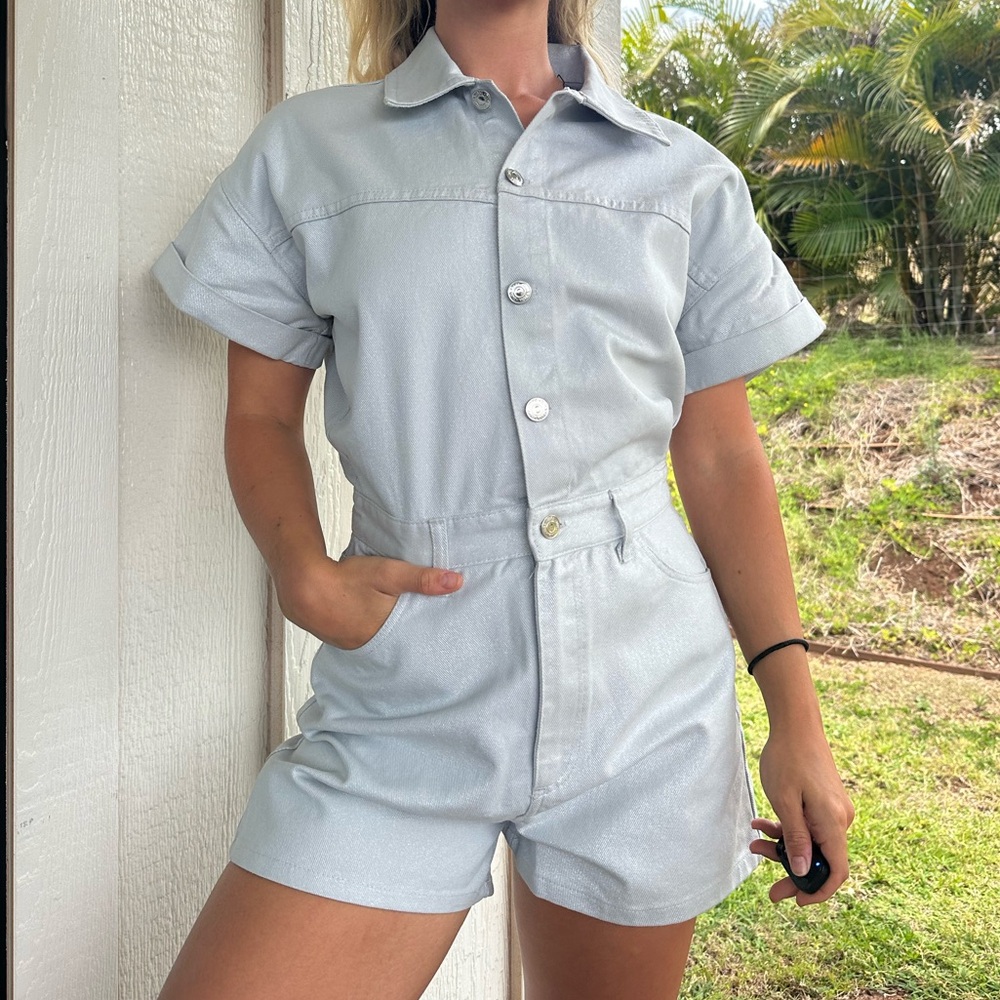 Zara Denim Shimmer Jumpsuit